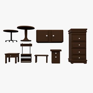 Old Vintage Furniture Pack 01 3D model