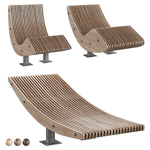 Park benches chaise lounge 3D model 3D model