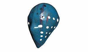 Low-poly blue hockey goalie mask