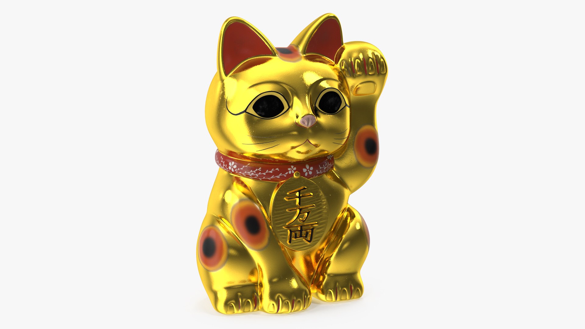 Traditional Japanese Maneki Neko Lucky Cat 3D model preview