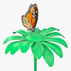 3D model monarch butterfly collects nectar