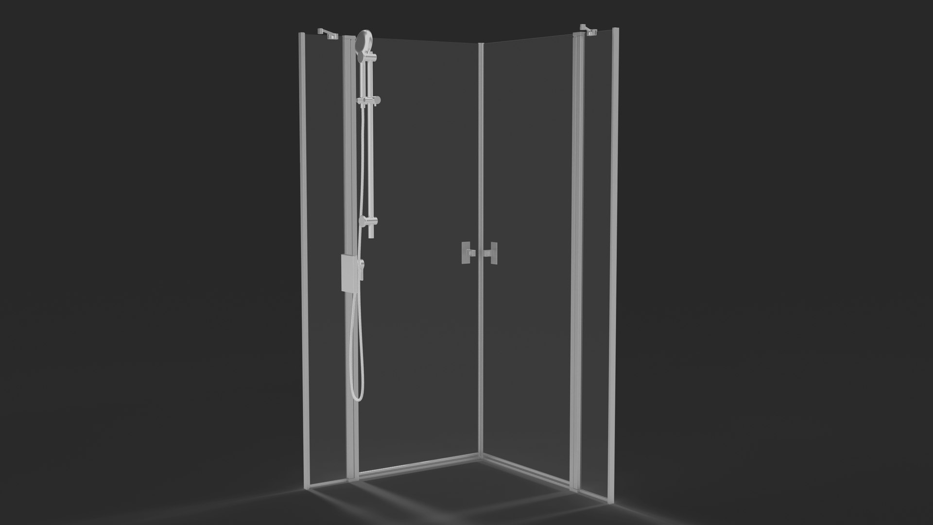 3D Square Shower Enclosure Chrome model - TurboSquid 2091891