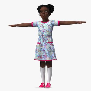 Black Child Girl Rigged 3D model