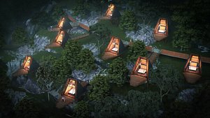 3D Modern Forest Tree House Villa Resort Architecture 3D