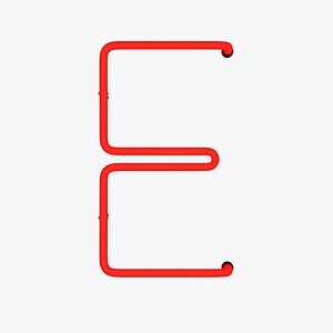 3D model Neon Red Alphabet E