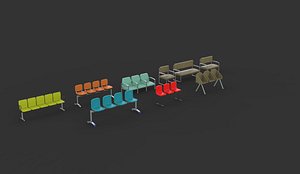 Waiting chair set 3D model 3D model