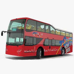 3D Open Air Double Decker Hop-On Hop-Off Tour Bus Rigged for Maya