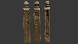 Ornate Wooden Baluster 3D Scan 3D model