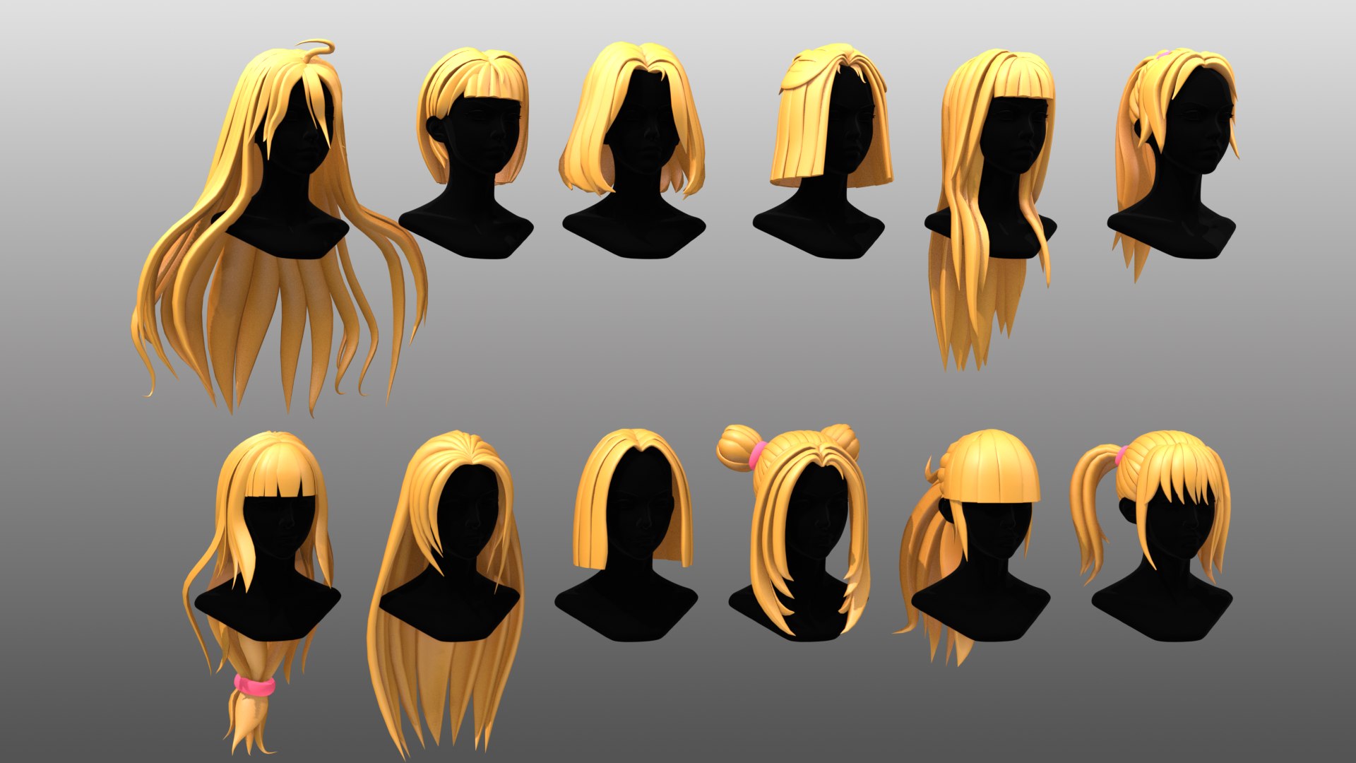 3D Stylized Anime Hair Pack Model - TurboSquid 2384938
