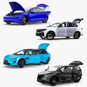 Rigged Generic Electric Cars Collection 2