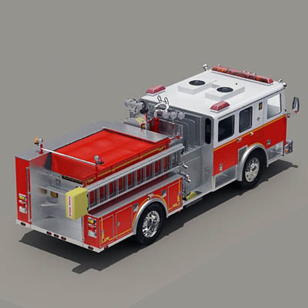 trucks commercial pumper 3d model