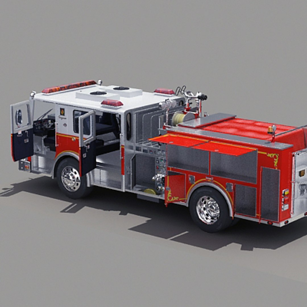 trucks commercial pumper 3d model