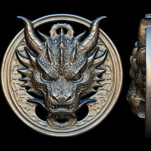 Dragon Head Relief No8 3D print model 3D