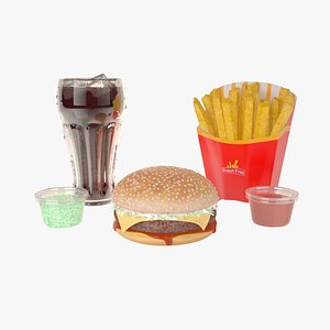burger fries cola 3D