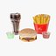 Burger con patatine fritte e Coca cola