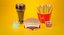 Burger con patatine fritte e Coca cola