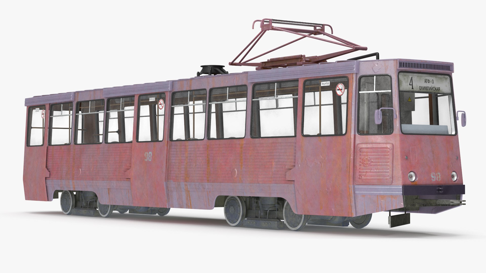KTM-5 Soviet Tram Old 3D model preview