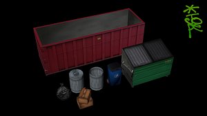 OLD-SCHOOL LOW-POLY GARBAGE SET