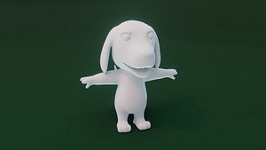 Cartoon Hound Dog Animated and Rigged Base Mesh 3D Model