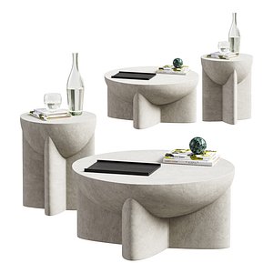 Monti Lava Stone Coffee  Side Table 3D