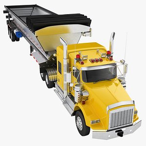 Long Hood Truck Generic Live Bottom Trailer 03