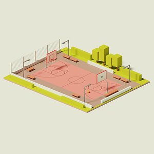 Low poly basketball ground 3D model