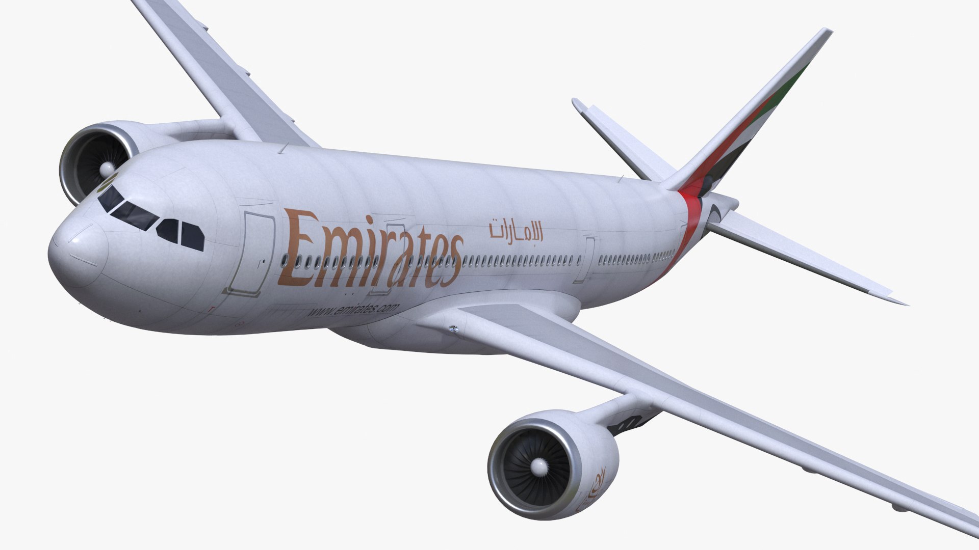 Emirates Airline Commercial Aircraft Airbus A330-200 Rigged 3D model preview