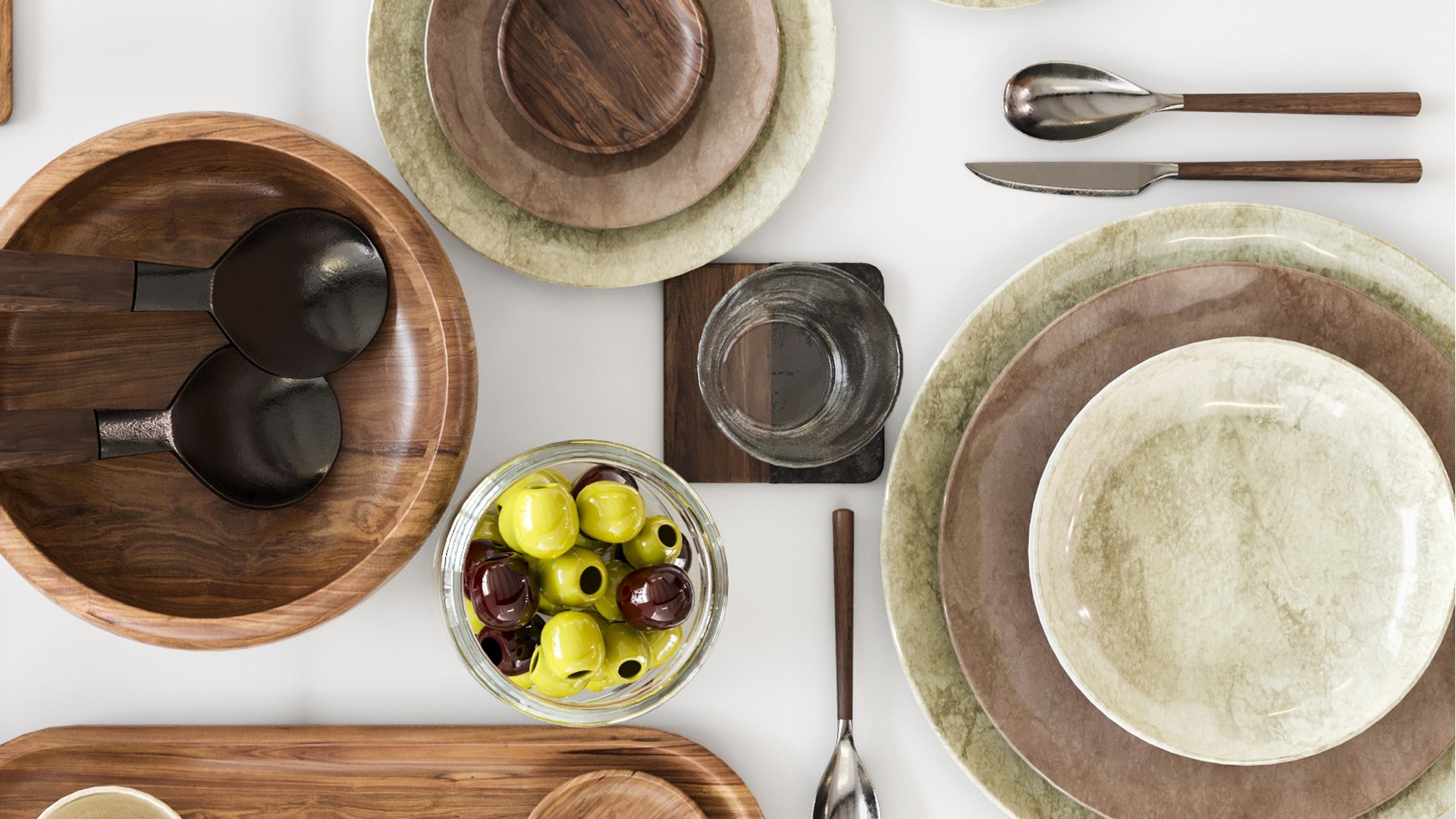 Table Setting With A Set Beautiful Dishes And Drinks 3D Model ...