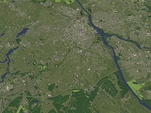 Columbia South Carolina USA in 20 km x 20 km - city and urban