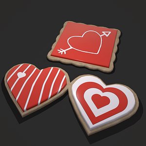 Valentines Square and Hearts Cookie