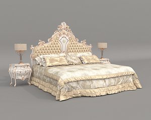 3D Classic European Style Bed Set 68 model