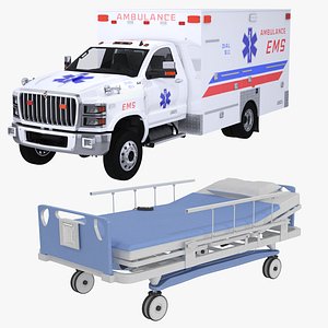 3D hospital bed ems ambulance