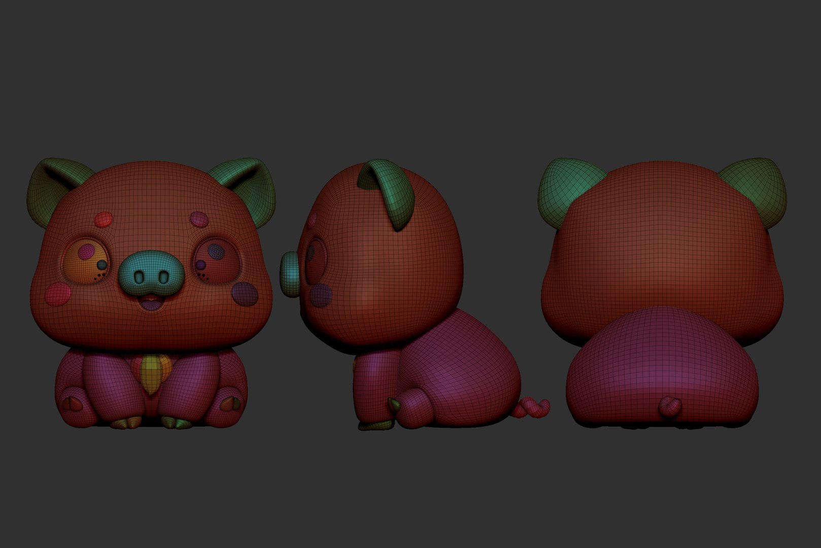 Cute pig basemesh 3D model https://p.turbosquid.com/ts-thumb/K3/yM4PnU/Py/polygroups/jpg/1708180436/1920x1080/fit_q87/02524a77abc545f8676acbfb1a84002d91cabcd3/polygroups.jpg