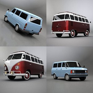 3d model vintage minibus bus