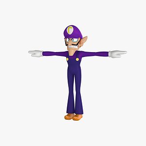 waluigi cartoon character 3d model