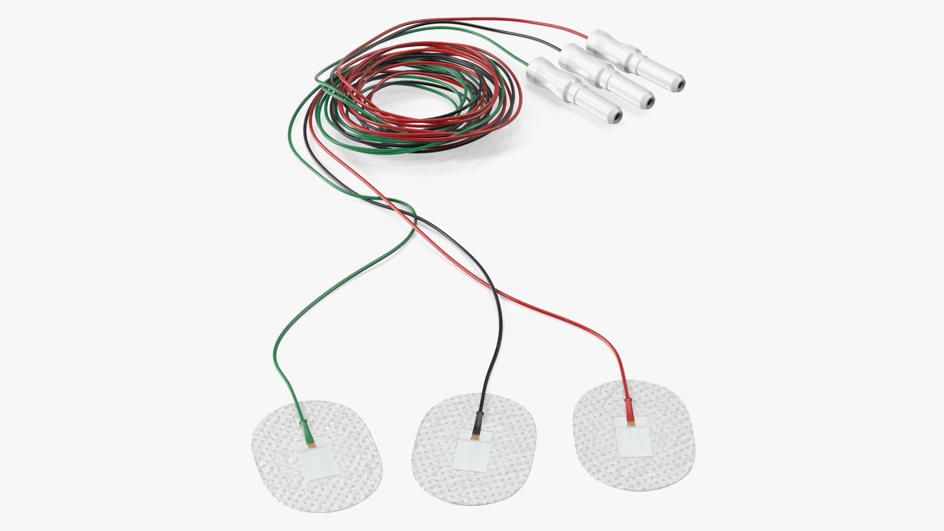 Skein of Three Colorful Wires with Surface Electrodes 3D model preview