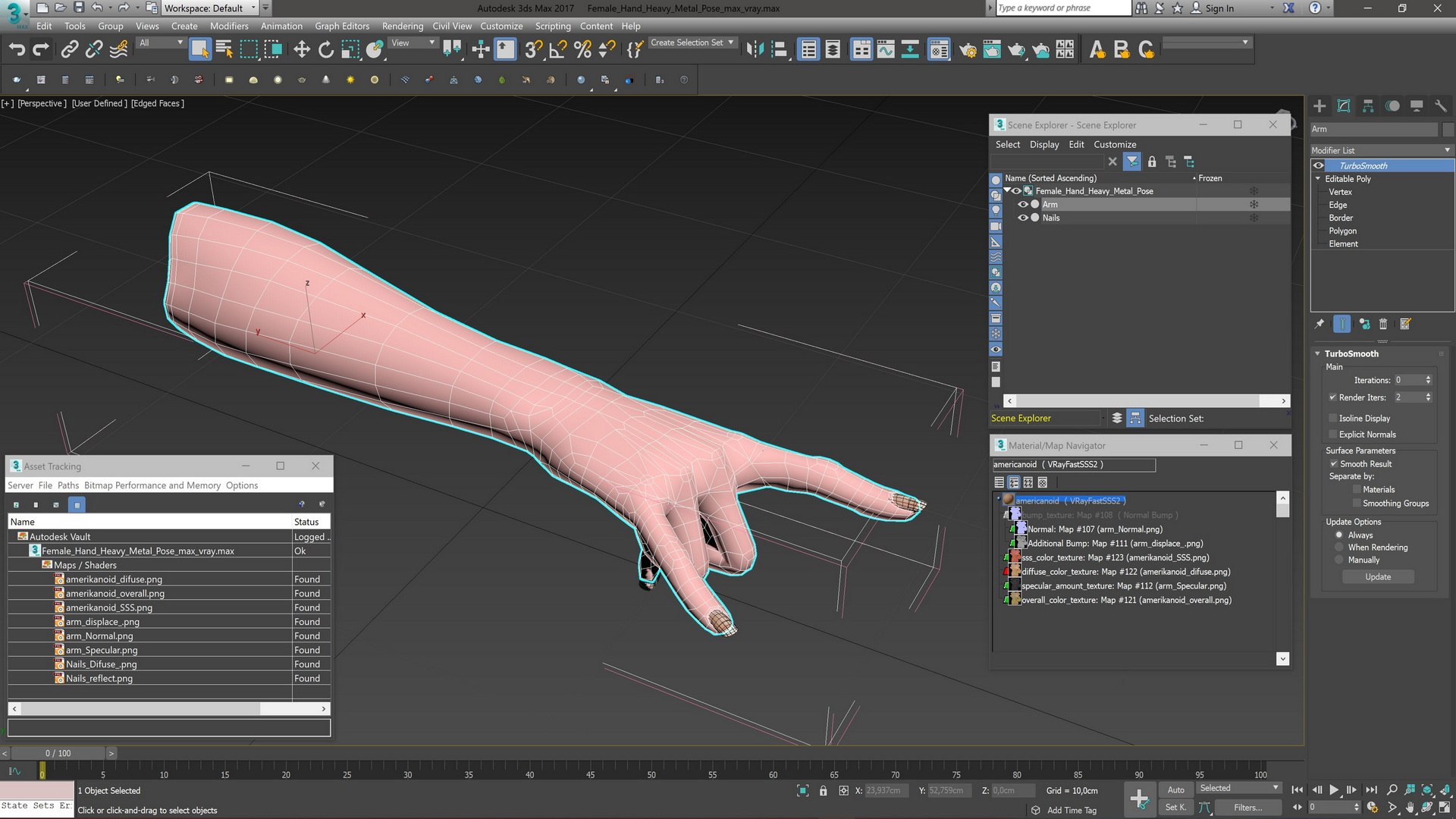 3D Female Hand Heavy Metal Pose Model - TurboSquid 2196974