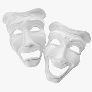 3D model comedy tragedy theater masks