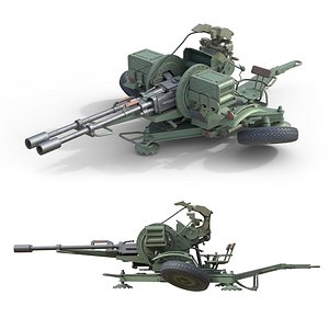 ZU 23 2 Towed 23 mm anti-aircraft twin autocannon 3D model