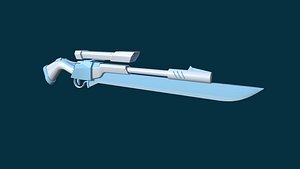 3D Sniper Gunblade 08 Cartoon Blue - Character SciFi Design