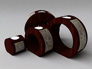 3-in-1 asian accented candle holder 3d max