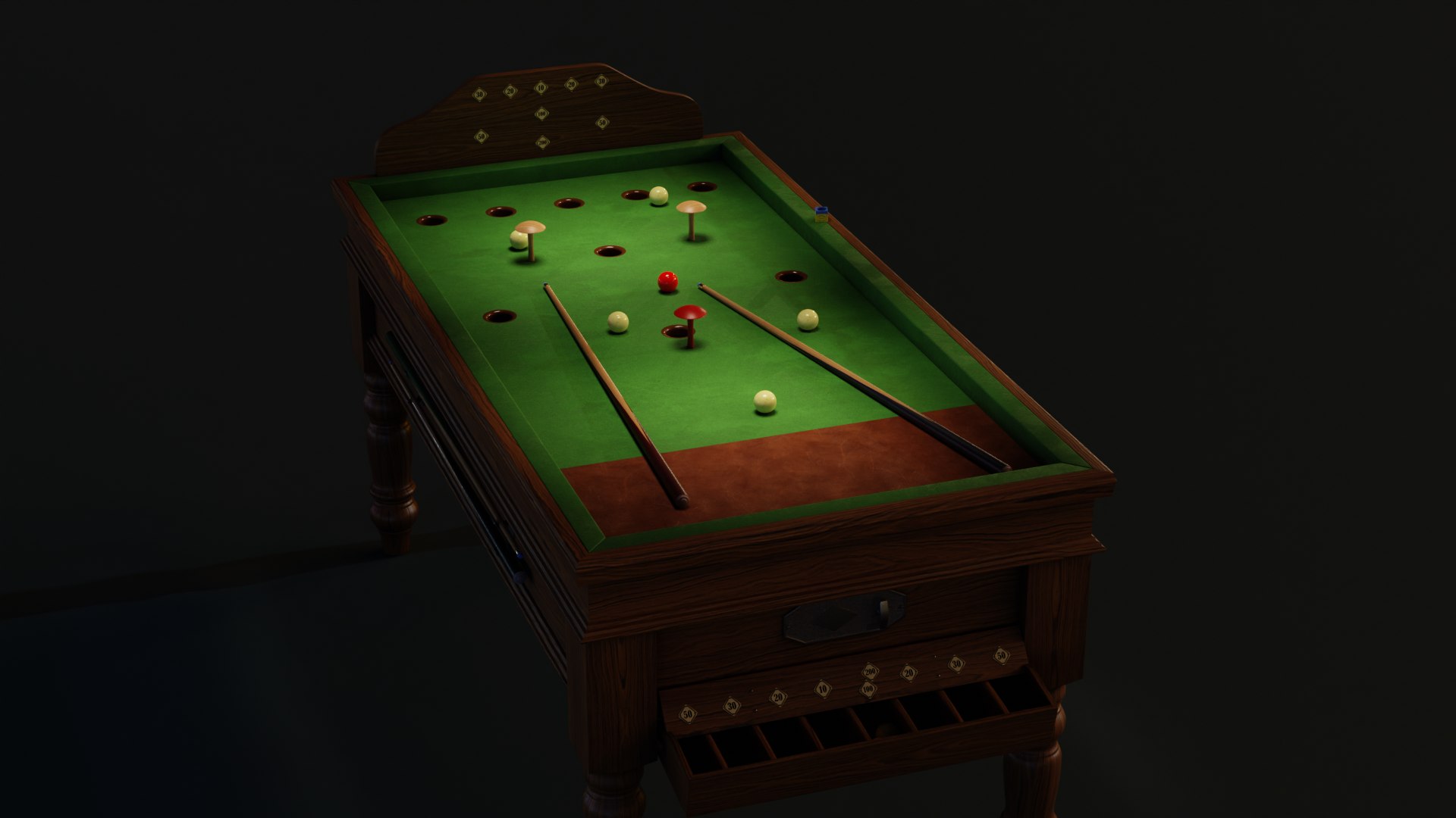 1930s Jelkes Bar Billiards Table 3D TurboSquid 1917873