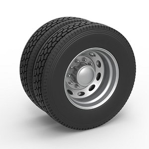 Diecast 10 Oval Hole Rear double wheel of semi truck Scale 1 to 25 3D