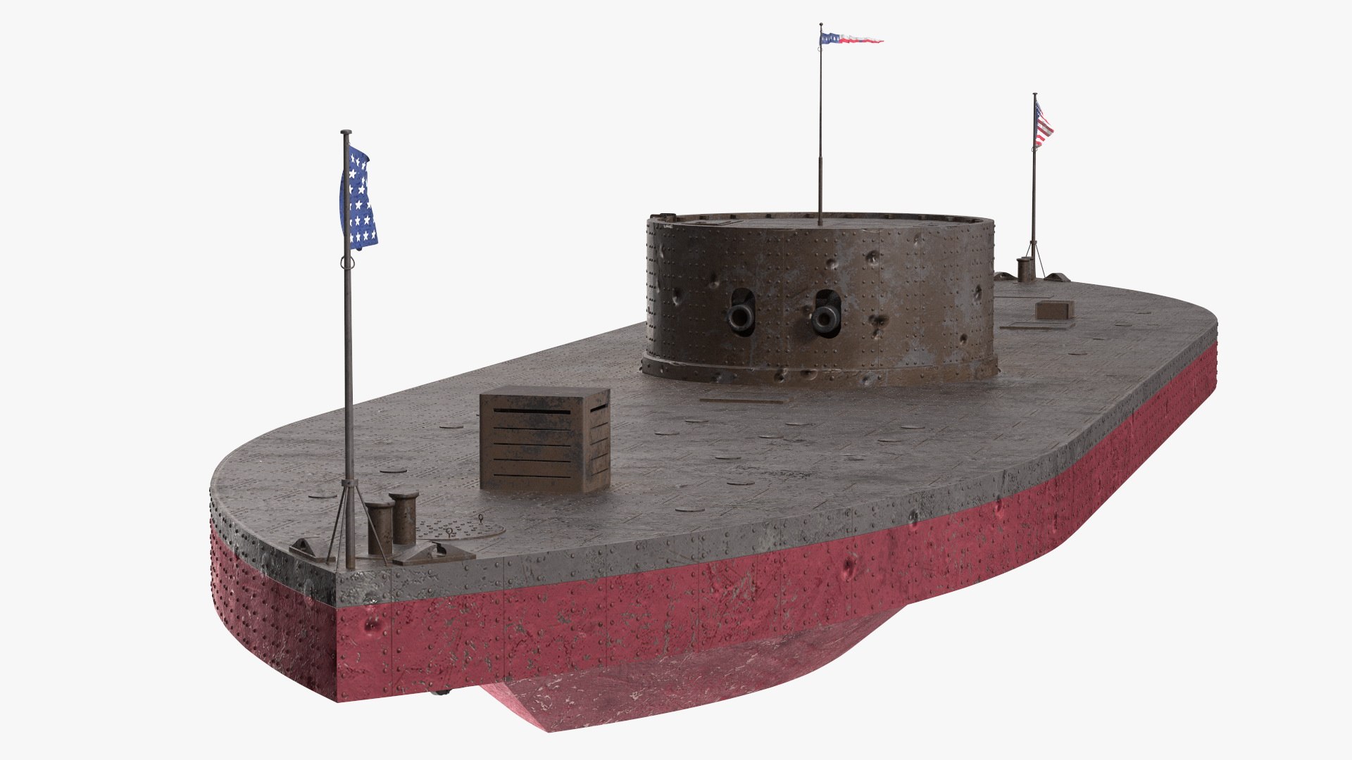 USS Monitor Old Rigged 3D model preview