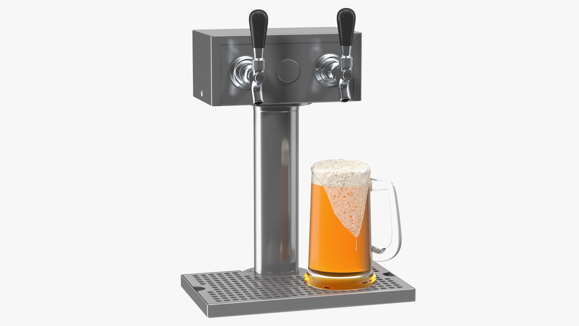 Beer Dispenser Kegerator Tower with Beer Mug 3D model preview
