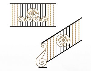 Forging Iron Forged Balcony Railing 07 model