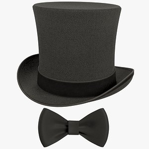 Cylinder Hat and Bow Tie Collection 3D