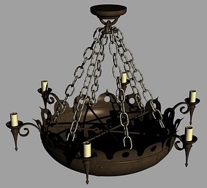 medieval candle chandelier 3D model