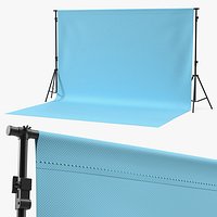 Studio Background with Support Stands Blue
