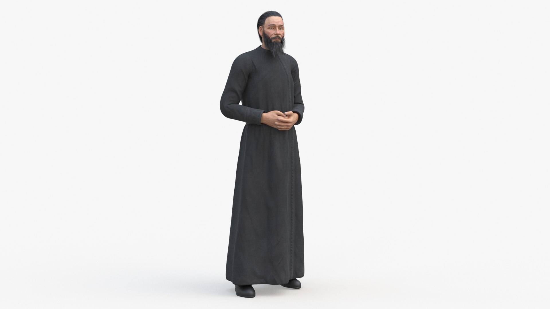 Monk of Orthodox Church Wearing Cassock Standing 3D model preview